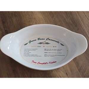 2005 Campbells Green Bean Casserole Ceramic Baking Dish w/Recipe Handles